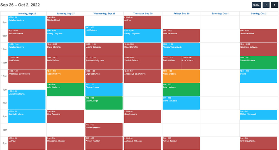 Custom calendar for a website